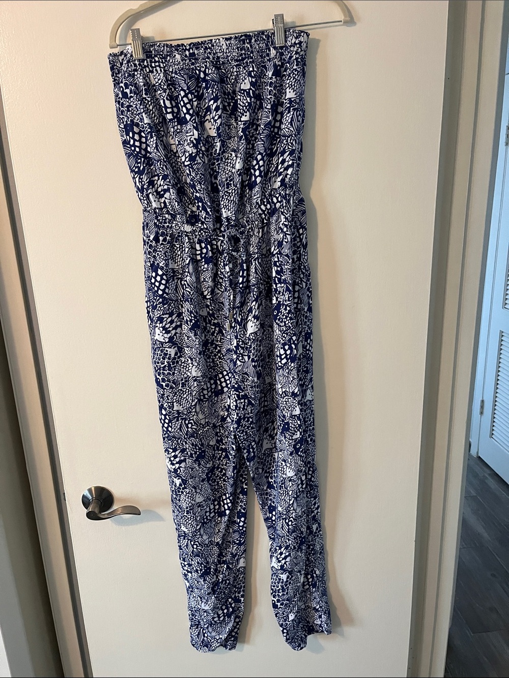 Lilly Pulitzer for Target Navy & White Strapless Printed Jumpsuit